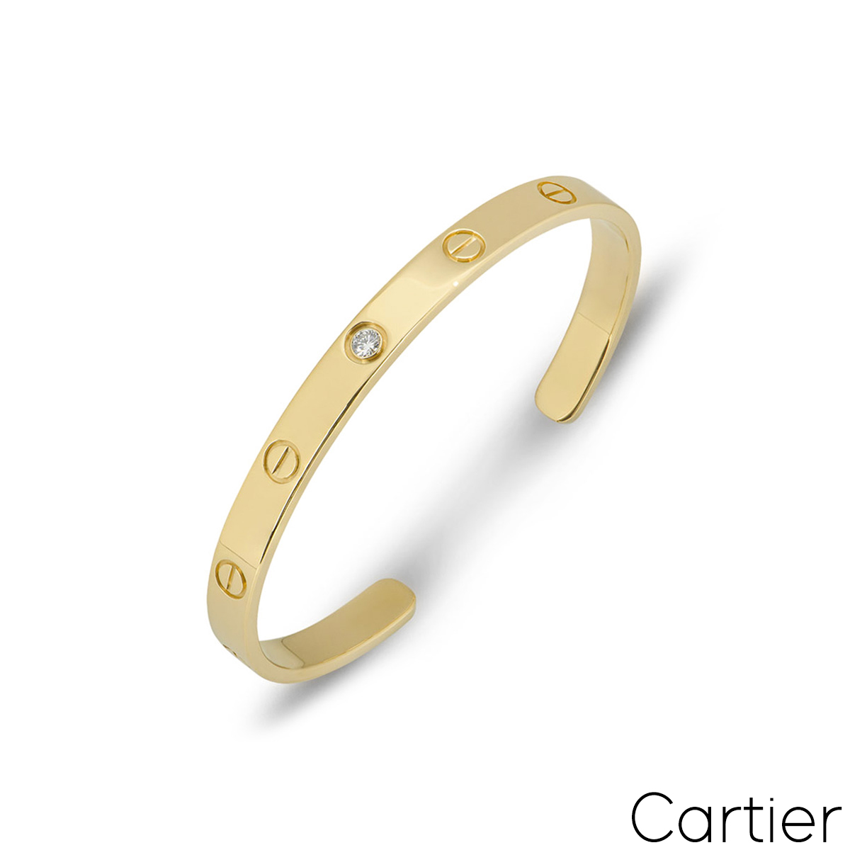 Cartier Yellow Gold Diamond Cuff Love Bracelet Size 17 B6029817